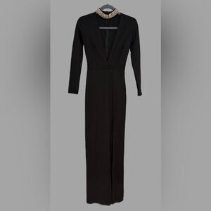 a'gaci Choker Neck Plunging Neck Maxi Dress